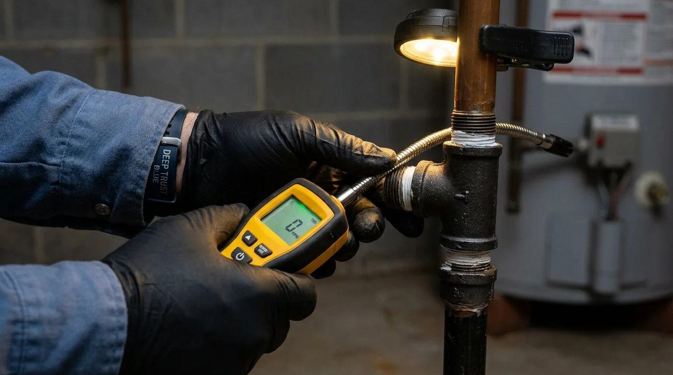 Gas leak detection with electronic sniffer by Johns Plumbing LLC in Cannon Falls